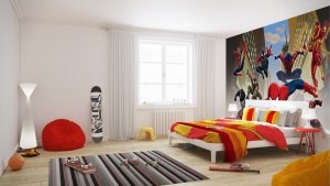 kids-boys-bedroom-decorating-ideas-spiderman-marvel-wall-mural